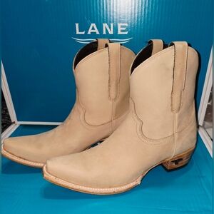 Lane Emma Jane Bone Suede Western Booties 8.5